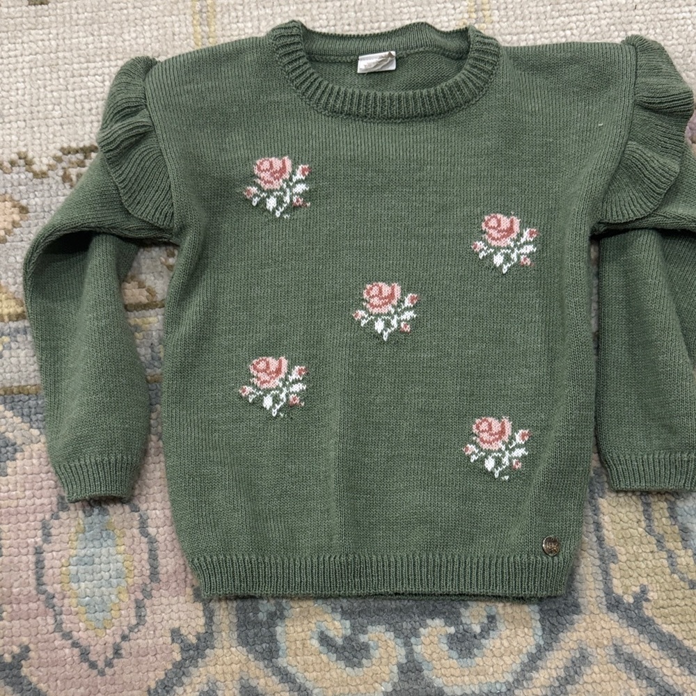 Green Floral Women's Sweater